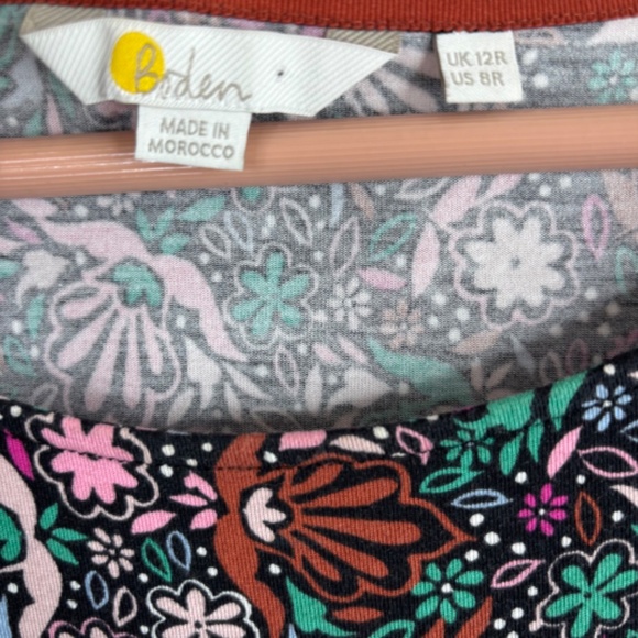 Boden Abigail Dress 8 Long Sleeve Leaf Print Stretch Jersey Pockets Thanksgiving - Picture 9 of 14